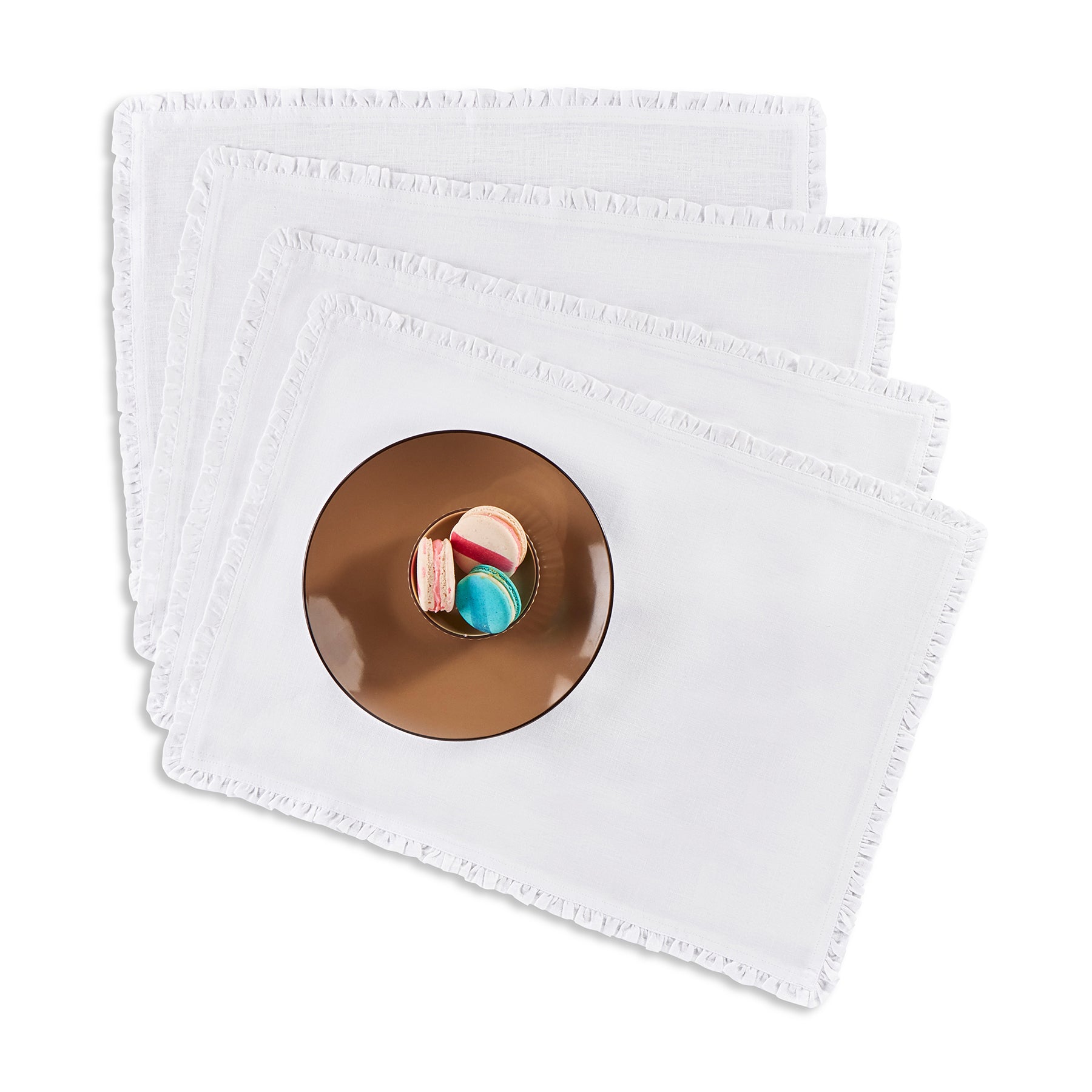 Juliette Ruffle Placemats Set of 4 - Elegant Table Decor for Dining Room, Kitchen, and Party Settings