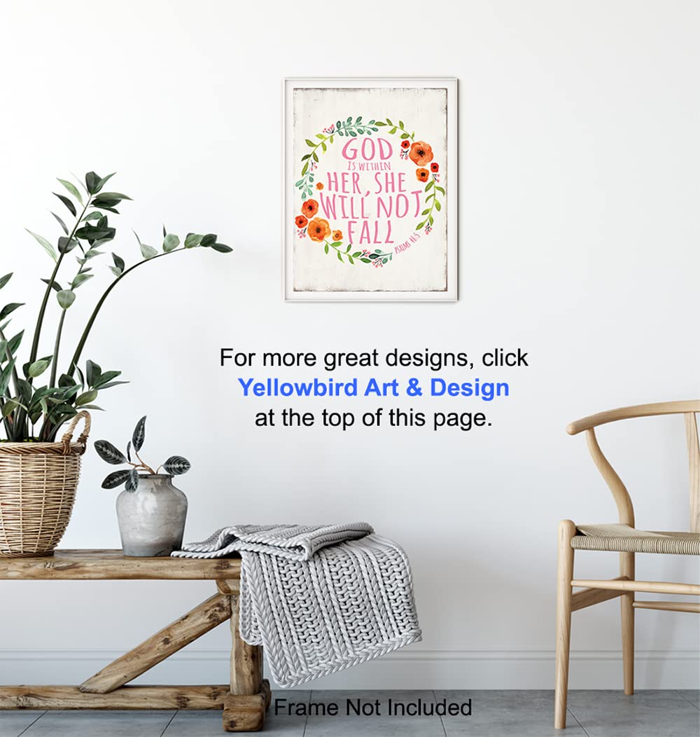 Inspirational Christian Wall Art - God is Within Her - Home & Office Decor
