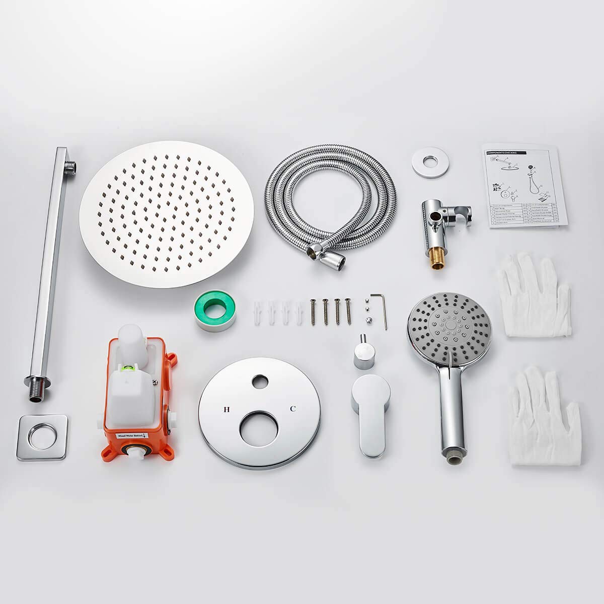 ROVOGO Chrome Bathroom Shower Faucet System with Rain Shower Head & Handheld Spray Combo Set - Complete Shower Trim Kit & Rough-in Valve Included - Perfect for Modern Bathroom Renovation & Spa-Like Shower Experience