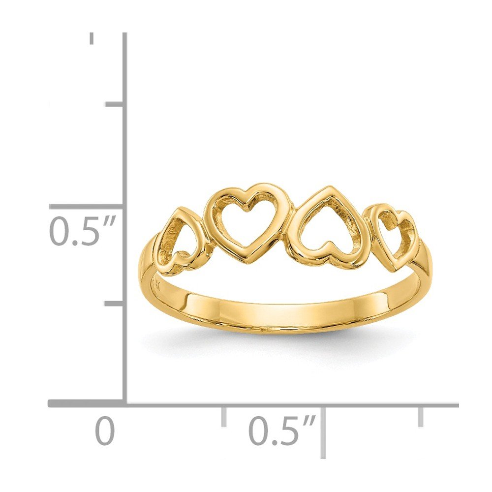 14K Solid Yellow Gold Heart Ring Band for Women - Elegant Valentine's Day Gift, Anniversary Jewelry, Romantic Proposal Accessory