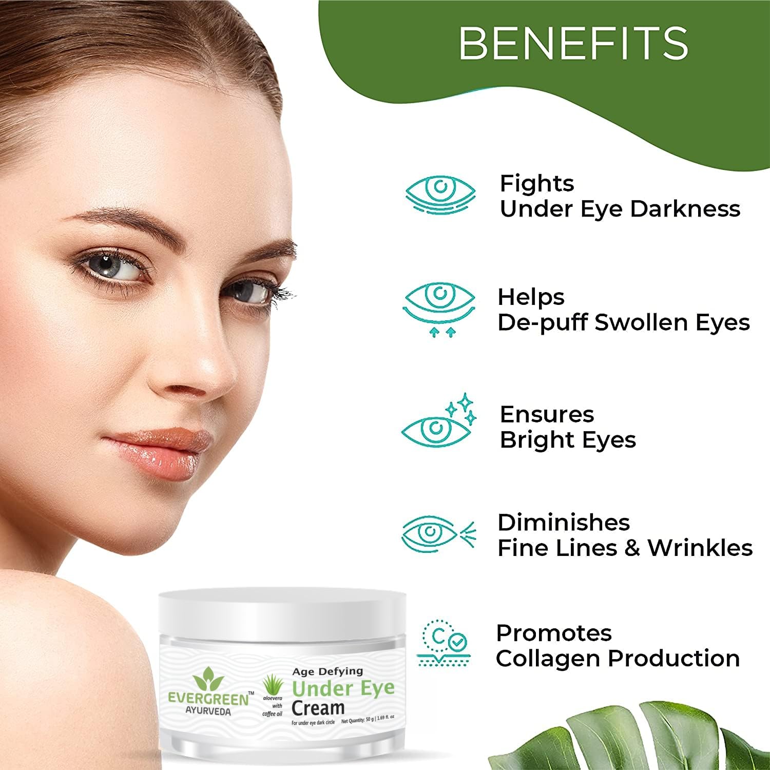 Soundarya Herbs Anti-Aging Under Eye Cream with Aloe Vera & Coffee Oil - Dark Circle Treatment for Puffy Eyes - 50g | Reduce Wrinkles & Brighten Skin | Perfect for Night Care & Daily Use