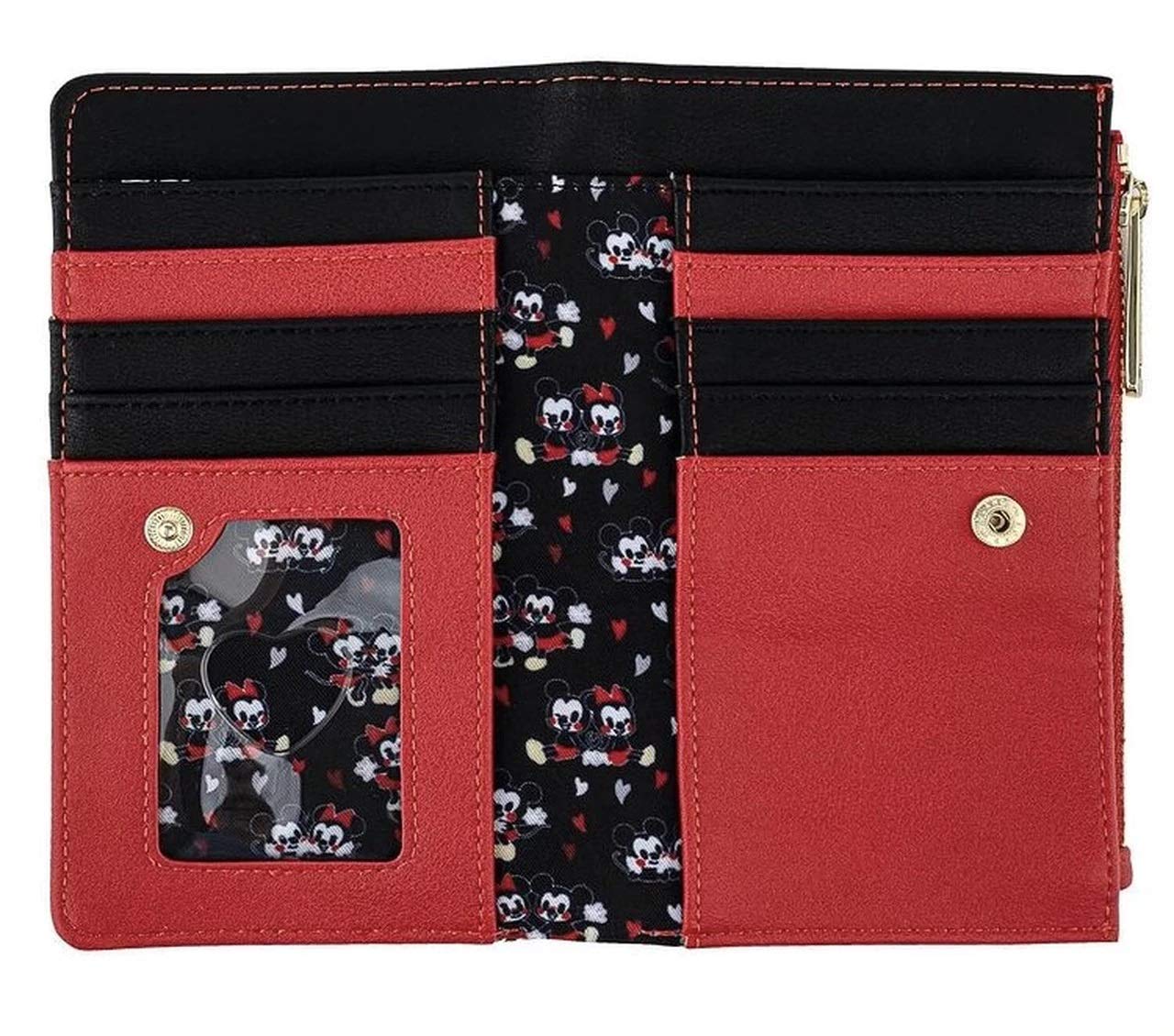 Disney Mickey and Minnie Mouse Love AOP Faux Leather Wallet - Loungefly Official - Cute Couple Gift for Disney Fans - Perfect for Theme Parks, Date Nights & Collectors