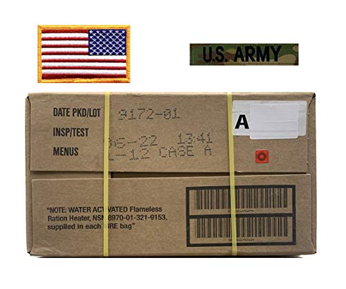 US Military MRE Meals Ready-to-Eat with American Flag Patch & Multicam Tape - 06/2022+ Inspection Date - Perfect for Emergency Preparedness, Camping & Survival Kits