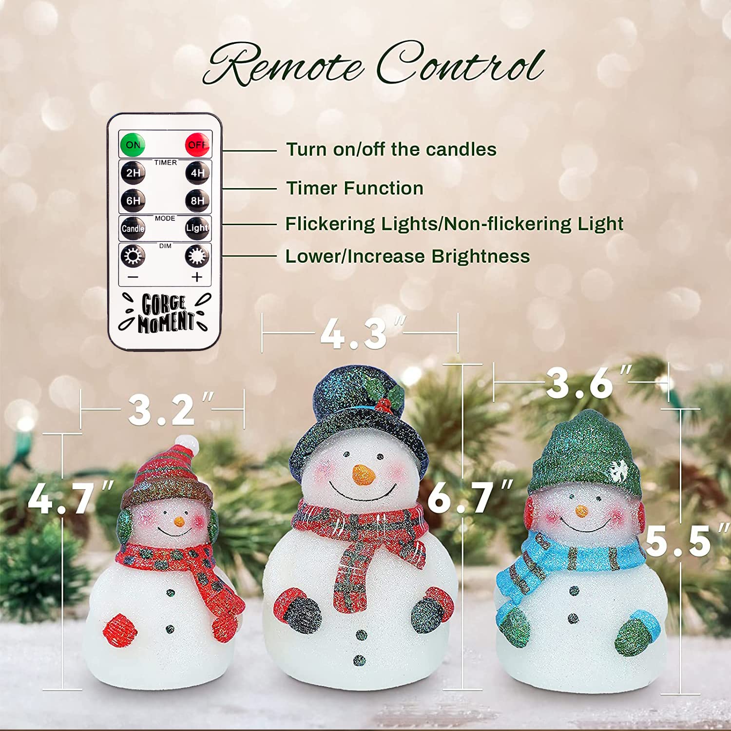 Real Wax Hand-Carved Snowman Flameless LED Candles with Remote Control - Battery Operated Decorative Candles for Christmas, Birthday Gifts, Home Decor & Collectible Sculptures | Perfect for Holiday Centerpieces, Cozy Winter Nights & Festive Atmosphere