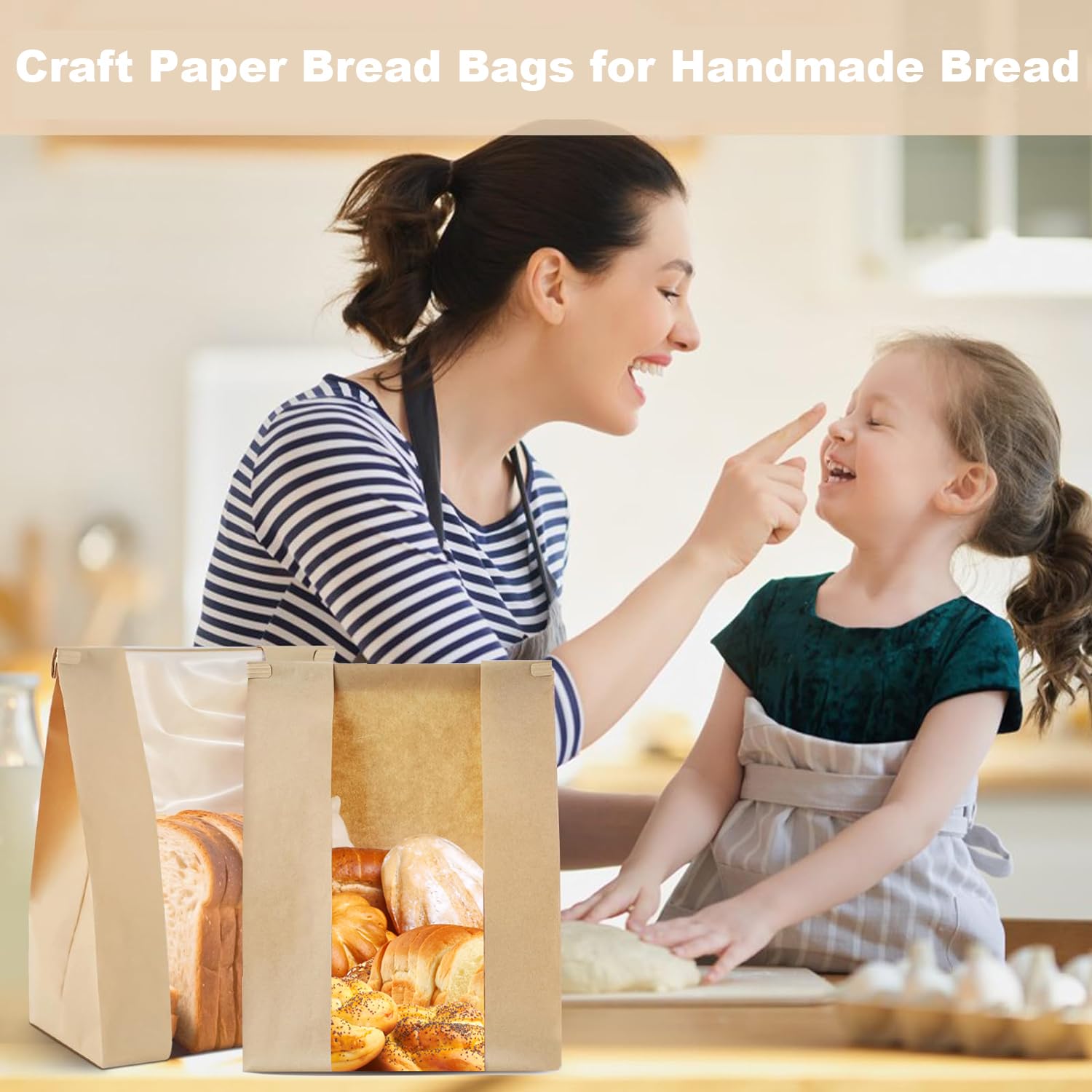 30 Pack Bread Bags with Tin Tie & Window - Large Bakery Bags for Homemade Bread, Sourdough, Pastries | Perfect for Gifting, Storage & Farmers Market Sales
