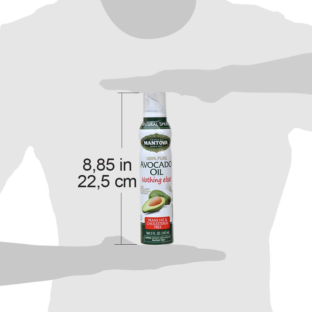 Mantova 100% Pure Avocado Oil Cooking Spray - Healthy Keto, Baking & Grilling Oil - Non-Stick Spray for Cooking, Seasoning & Meal Prep - Zero Waste Oil Dispenser Bottle (5 oz) - Perfect for Air Fryer, Salad Dressings & Homemade Snacks