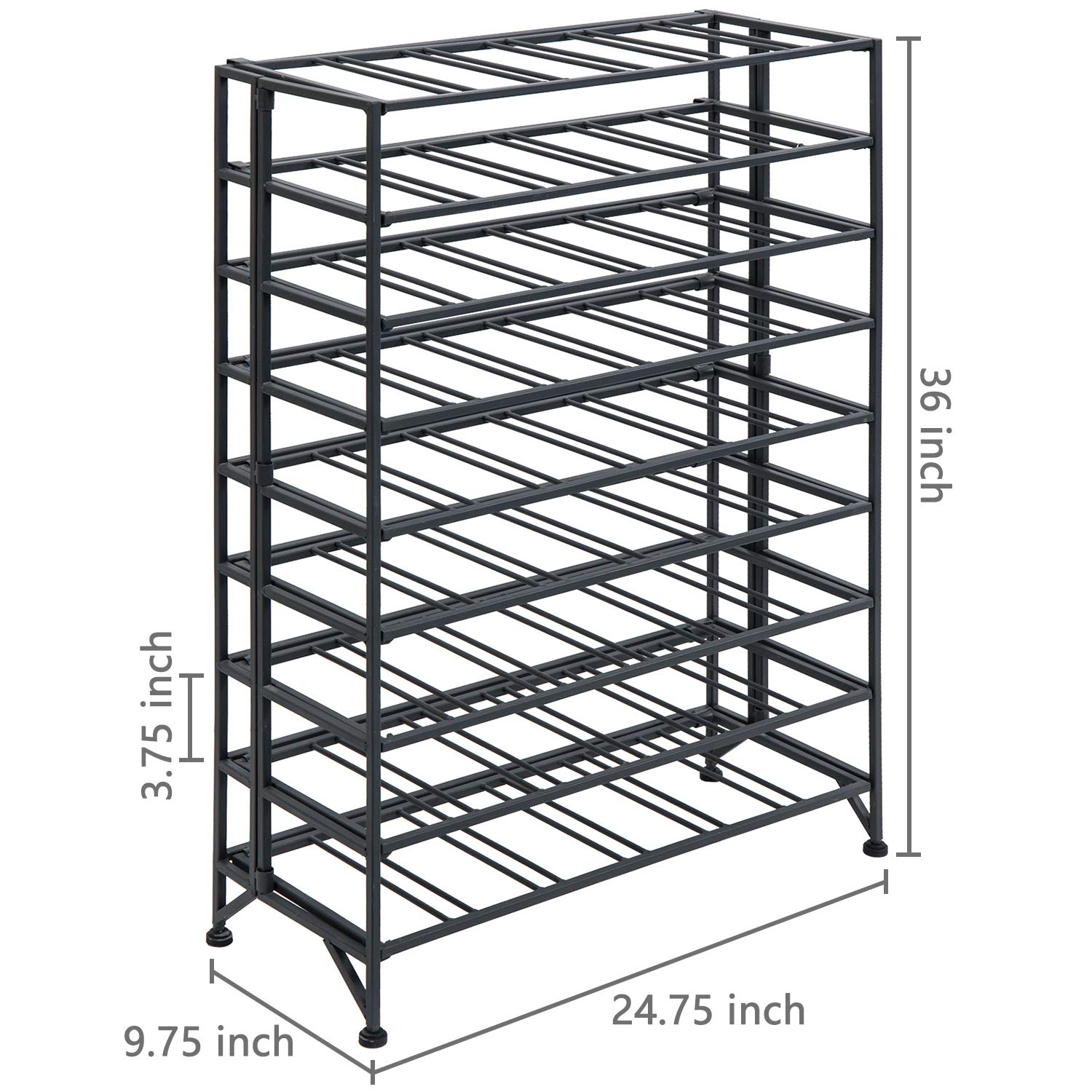 MyGift 9-Tier Freestanding Metal Wine Rack - Holds 54 Bottles, Gray Floor Standing Wine Bottle Storage Shelf for Kitchen, Dining Room, Bar or Cellar Organization