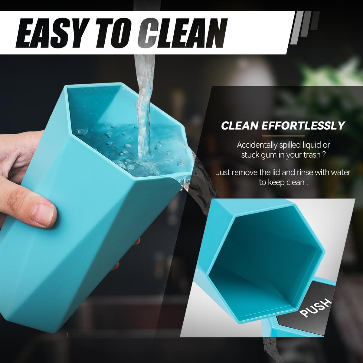 Auto Dynasty Car Trash Can with Lid - 2 Pack Leakproof Mini Garbage Can for Car Cup Holder, Includes 30 Trash Bags - Blue Vehicle Interior Organizer for Home, Office & Travel | Perfect for Road Trips, Commuting & Keeping Your Car Clean