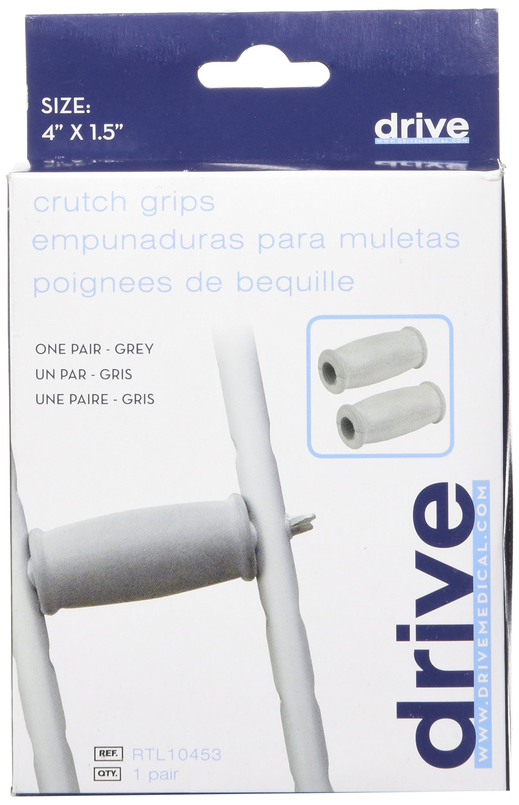 Drive Medical Bariatric Crutch Hand Grips - Extra Wide Comfortable Non-Slip Grips for Heavy Duty Support (Grey) - Ideal for Mobility Assistance, Injury Recovery & Elderly Care
