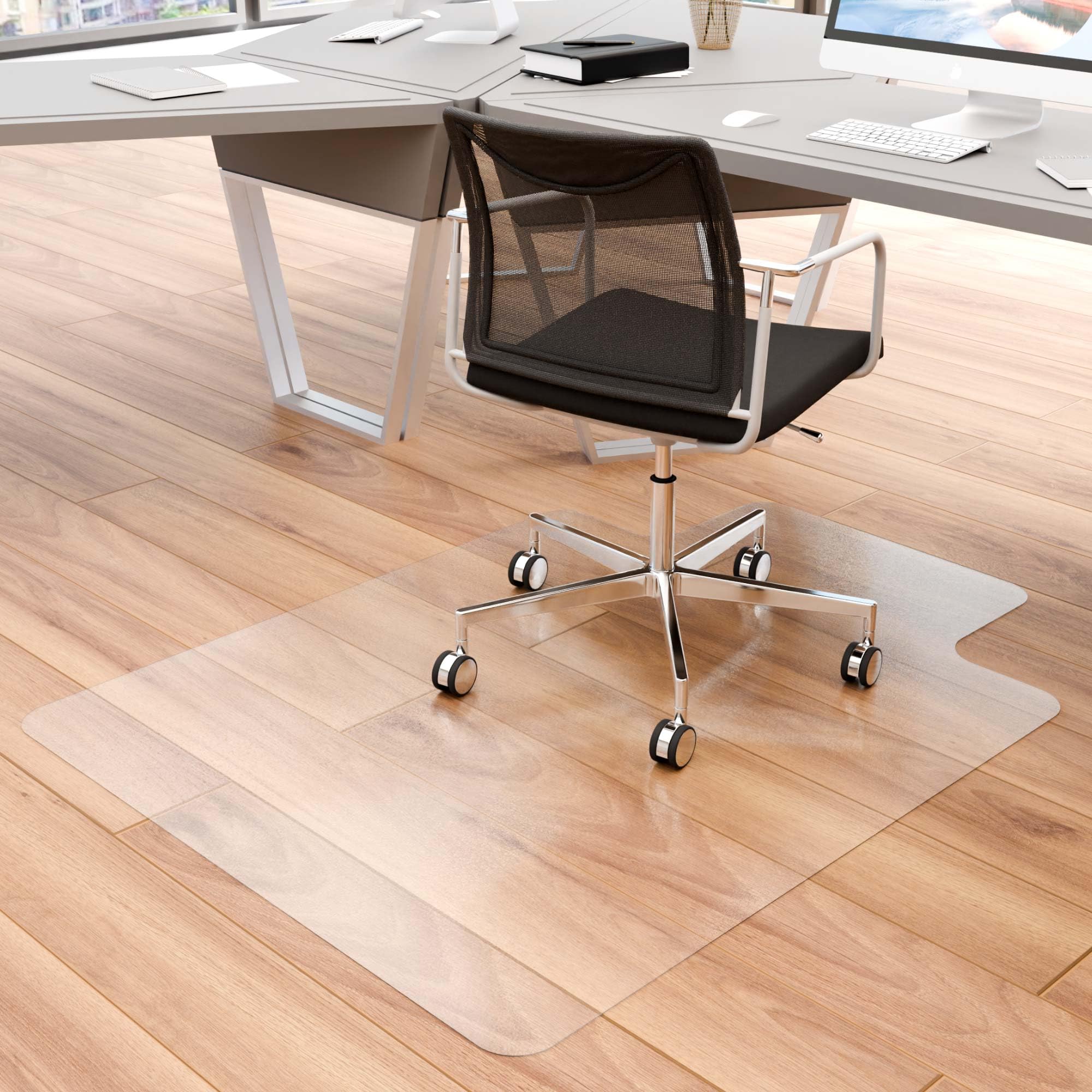 48 x 36 Inch Clear Office Chair Mat for Hardwood Floors - Heavy Duty Desk Chair Mat Protects Hard Floors, Smooth Gliding Surface for Rolling Chairs - Perfect for Home Office, Study Room & Workspace