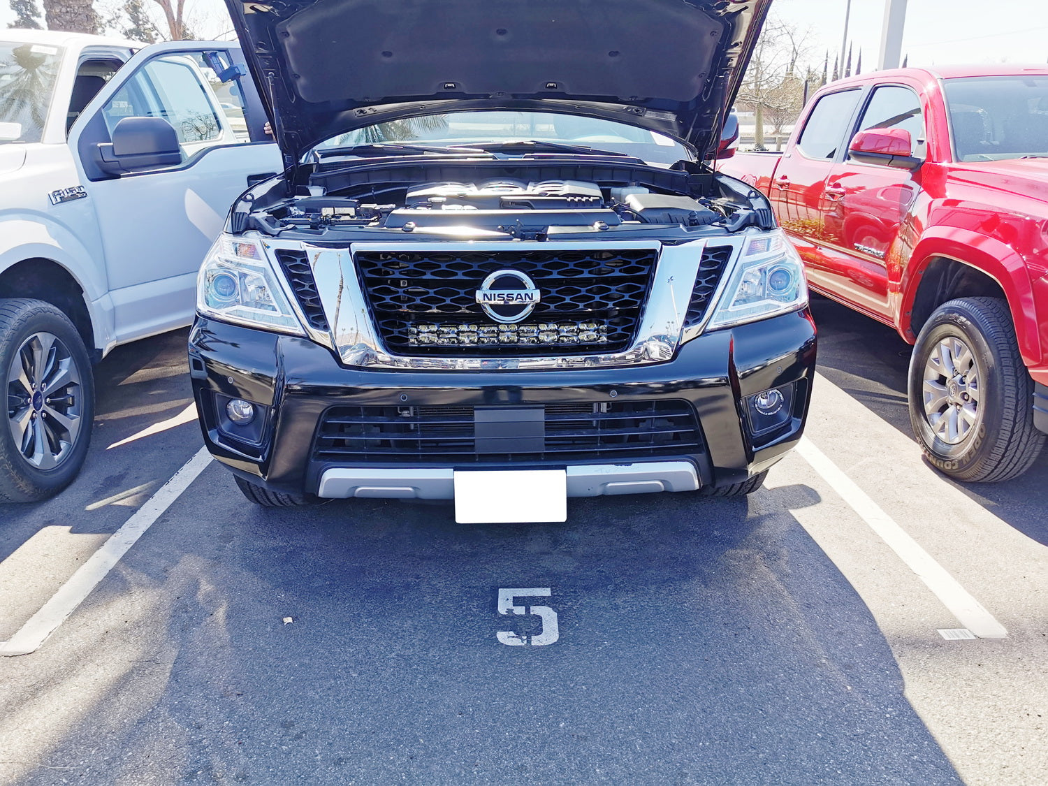 120W LED Light Bar with Grill Mounting Bracket & Wiring Harness - Compatible with 2016-2020 Nissan Armada - Off-Road, Truck, SUV Lighting for Night Driving & Adventure