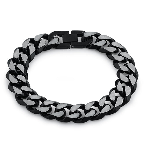 Stainless Steel Curb Chain IP Black Link Bracelet for Men & Women - Durable Fashion Jewelry for Everyday Wear, Parties & Gifts