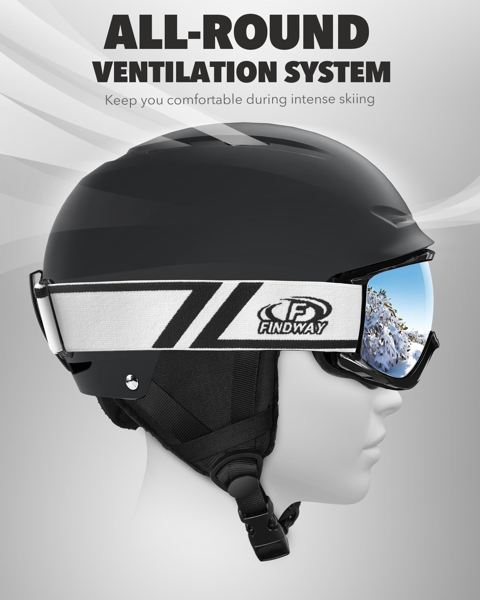 **Findway Ski Helmet Set for Adults - Shockproof Snowboard Helmet with Goggles, Durable ABS Shell & EPS Foam Inner Liner - Safety Snow Sports Gear for Men, Women & Youth - Perfect for Skiing, Snowboarding & Winter Adventures**
