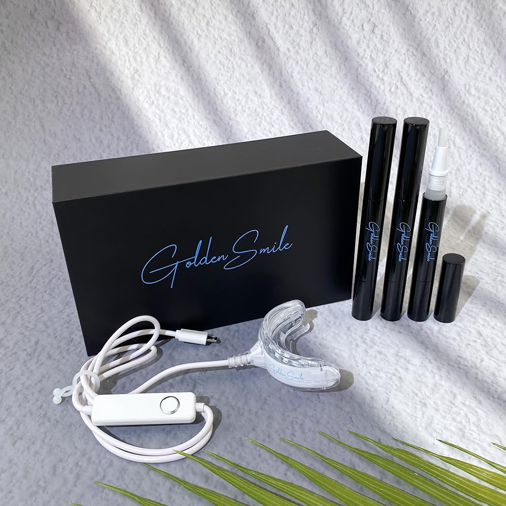 BigPack - The Golden Smile™ Professional Teeth Whitening Kit with Natural Activated Charcoal Powder | Home Bleaching for Stain Removal from Coffee, Smoking & Yellow Teeth | Perfect for Weddings, Job Interviews & Special Occasions