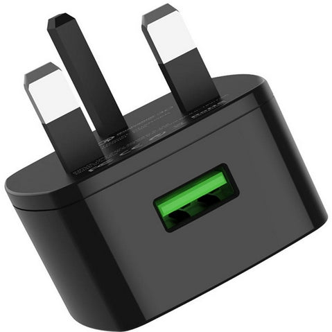 Hoco QC3.0 Qualcomm Certified 3-Pin Fast Wall Charger - Perfect for Smartphones, Tablets & Quick Charging at Home, Office & Travel