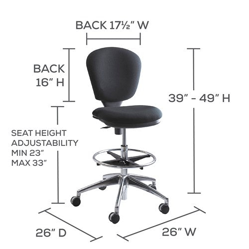 Safco Metro Extended Height Black Office Chair 3442 - Adjustable Ergonomic Desk Chair for Home & Office Workspace