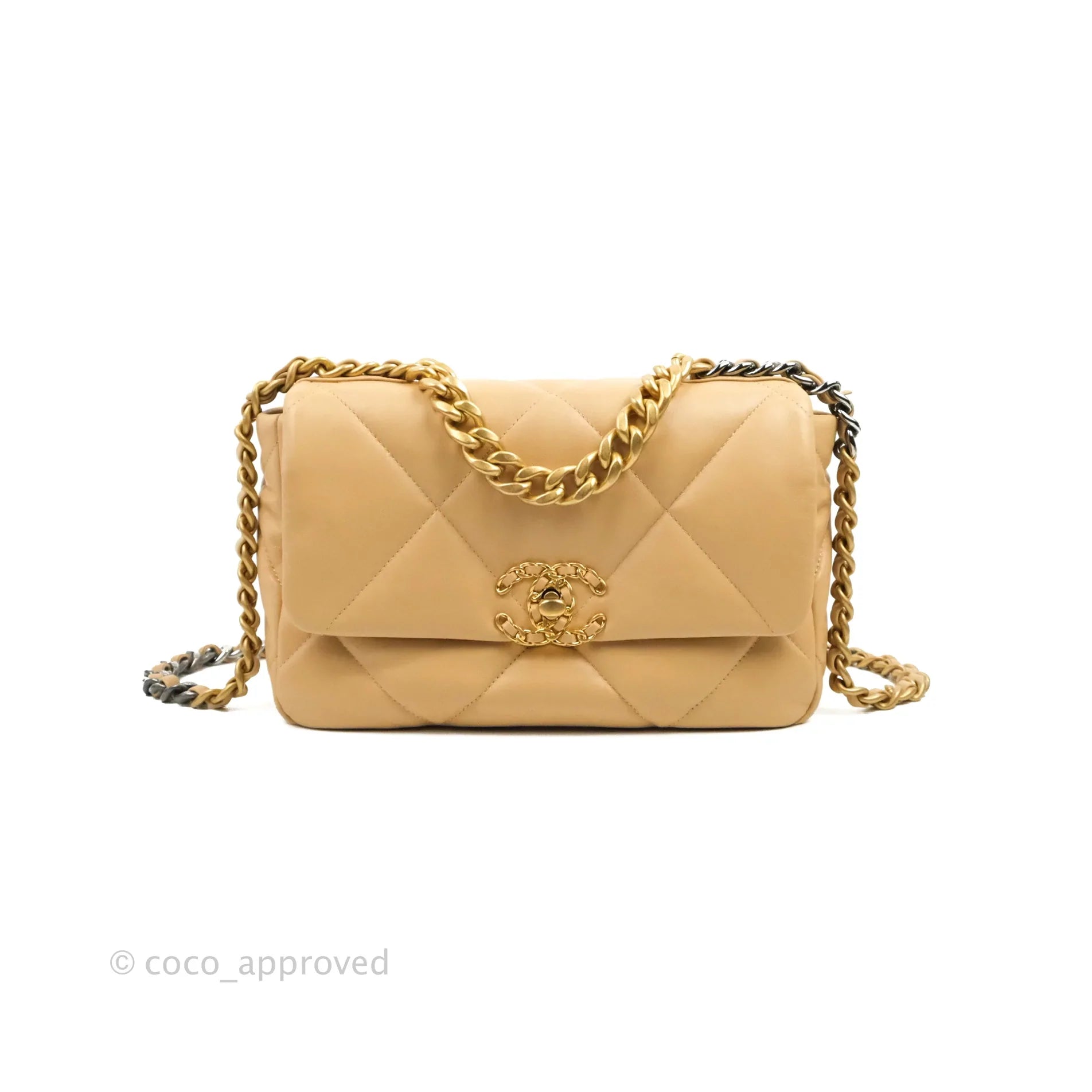 Chanel 19 Small Handbag in Dark Beige with Mixed Hardware - 22C Collection | Luxury Crossbody Bag for Women, Perfect for Date Night & Special Occasions