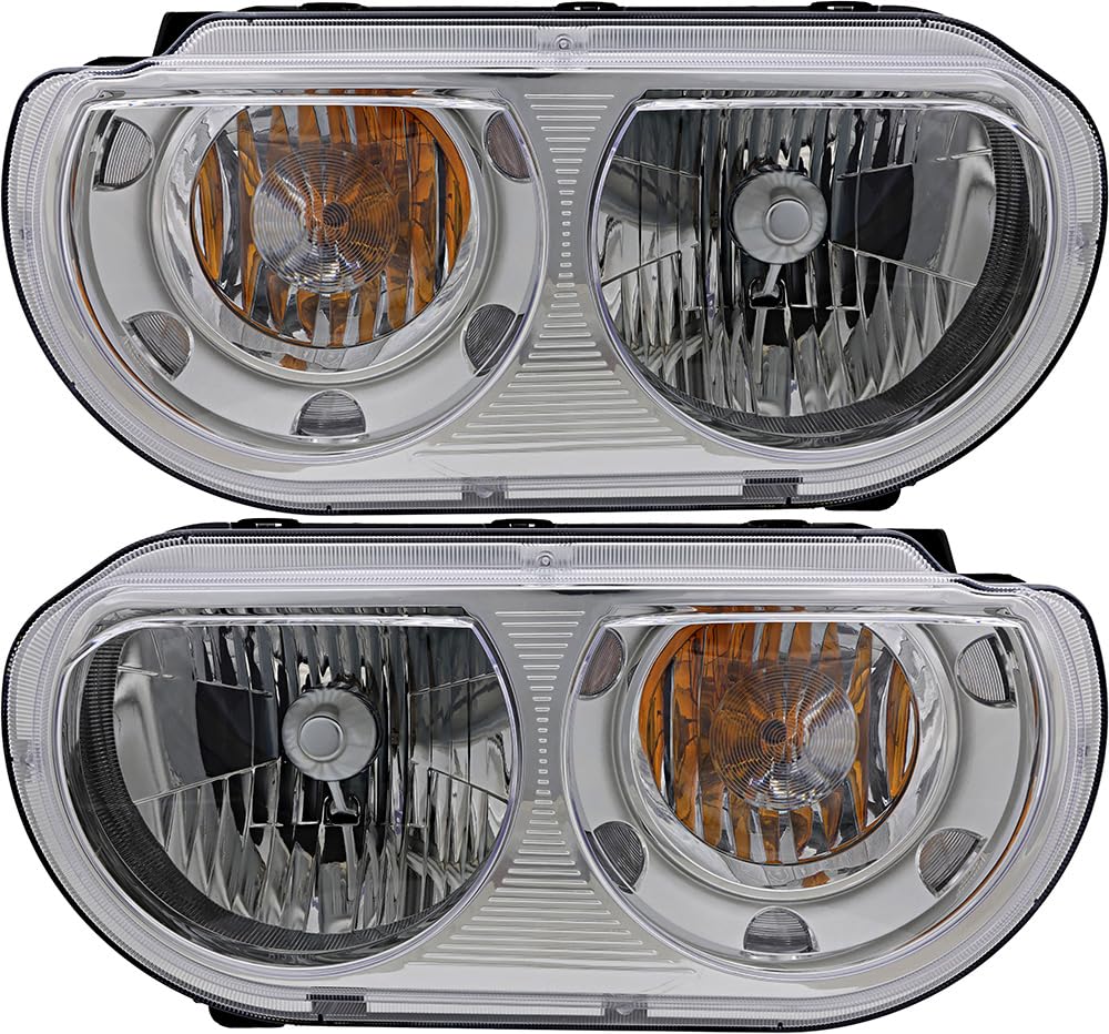 Dodge Challenger Headlights Replacement Set - Halogen Headlamp Assembly for Driver & Passenger Side (2008-2014 Models) | Perfect for Night Driving & Car Restoration Projects