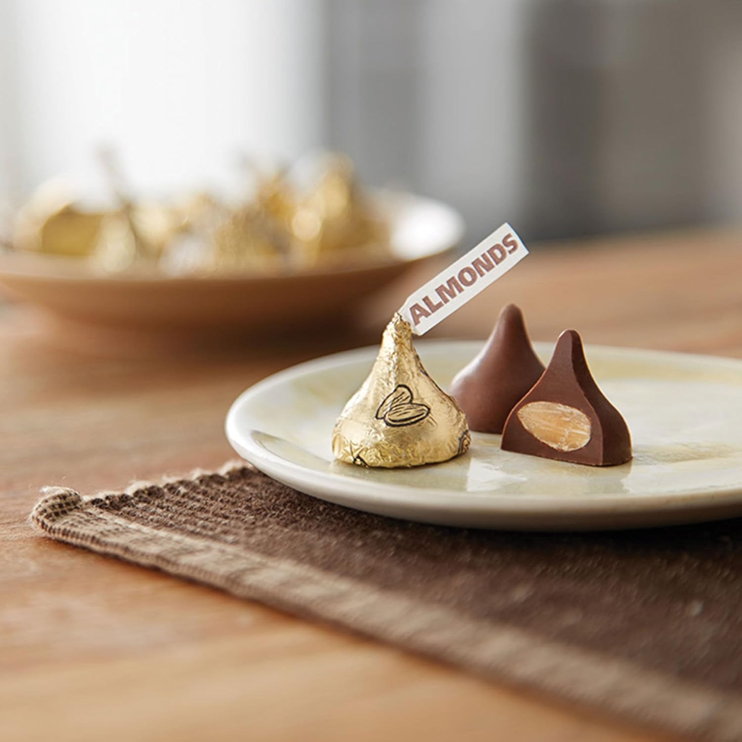 Delicious Milk Chocolate Kisses with Almonds - Individually Wrapped in Gold Foil, Gluten Free Candy (7.6 oz Bag) - Perfect for Gifts, Parties & Sweet Treats