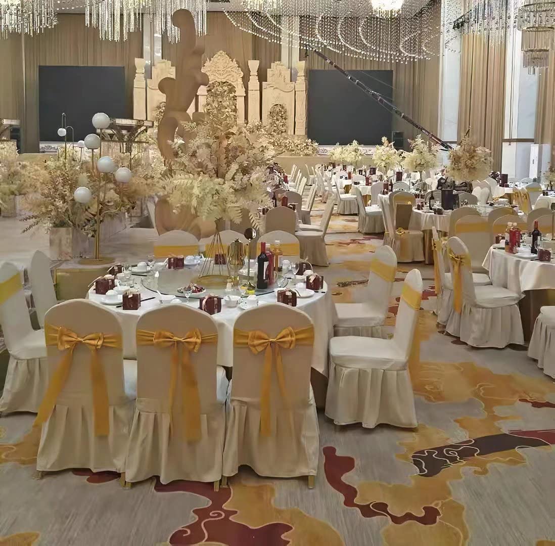100-Piece Stretch Chair Sashes with Double Bows - Spandex Chair Covers for Wedding, Birthday, Banquet & Christmas Decor - Wine Red Chair Bands for Party & Event Decoration (Perfect for Banquet Halls, Ballrooms, and Outdoor Celebrations)