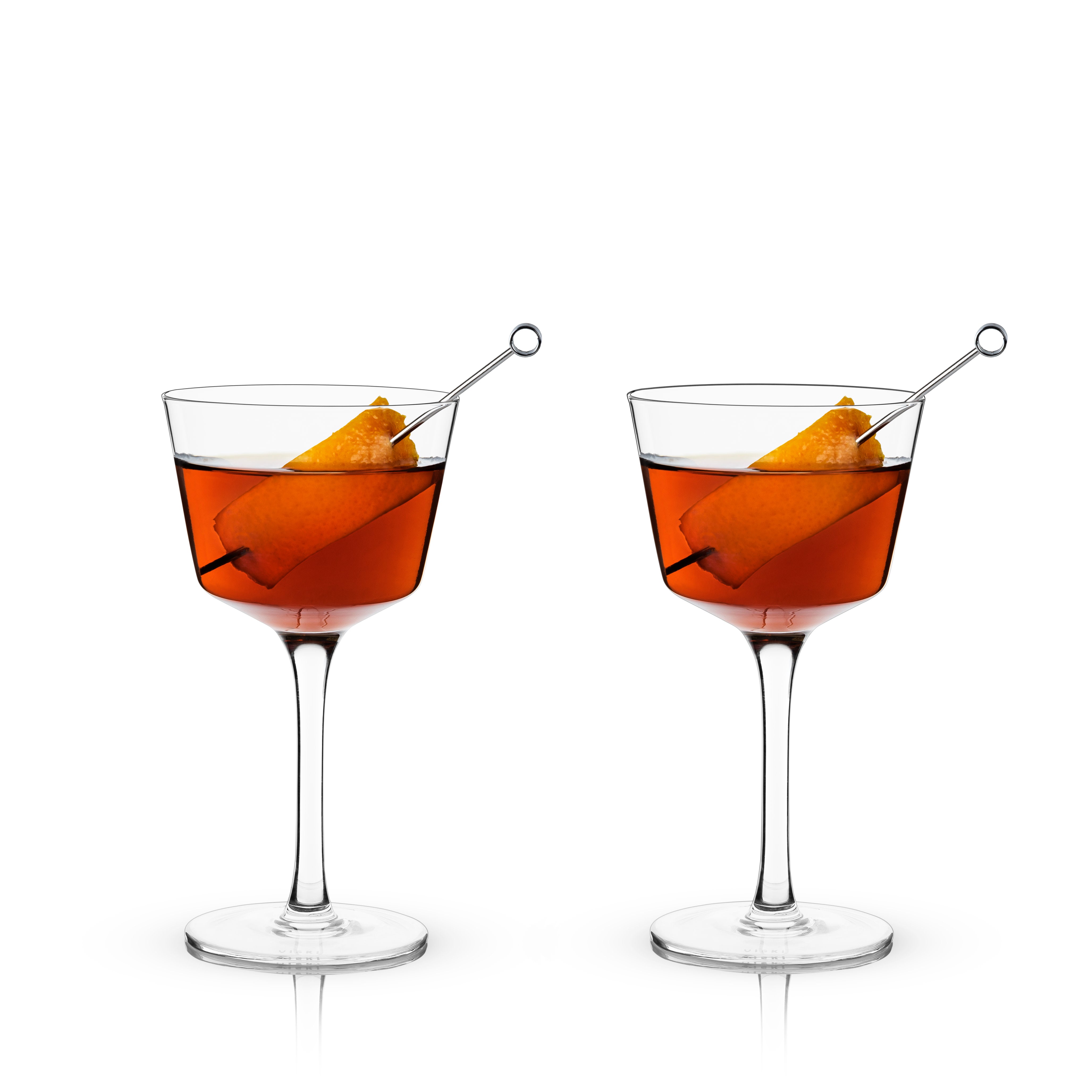 Raye Angled Crystal Nick & Nora Glasses - Set of 2 Elegant Cocktail Glasses for Martini, Whiskey & Champagne - Perfect for Parties, Weddings & Home Bar Decor
