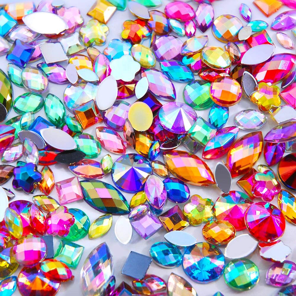 600Pcs/Lot 3D Acrylic Rhinestone Nail Art Decorations - Crystal AB Mix Shapes & Sizes for DIY Nails, Manicure, Jewelry Making | Perfect for Nail Salon, Home DIY, Party Glam Looks