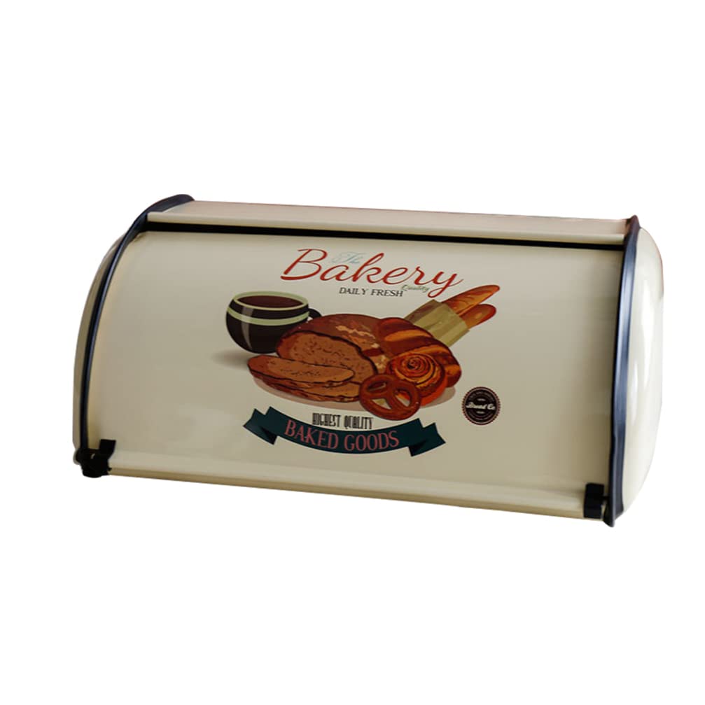 Stainless Steel Bread Box with Roll Top - Airtight Bread Storage Container for Kitchen Countertop | Perfect for Keeping Bread, Baguettes, and Pastries Fresh | Ideal for Home, Bakery, and Restaurant Use