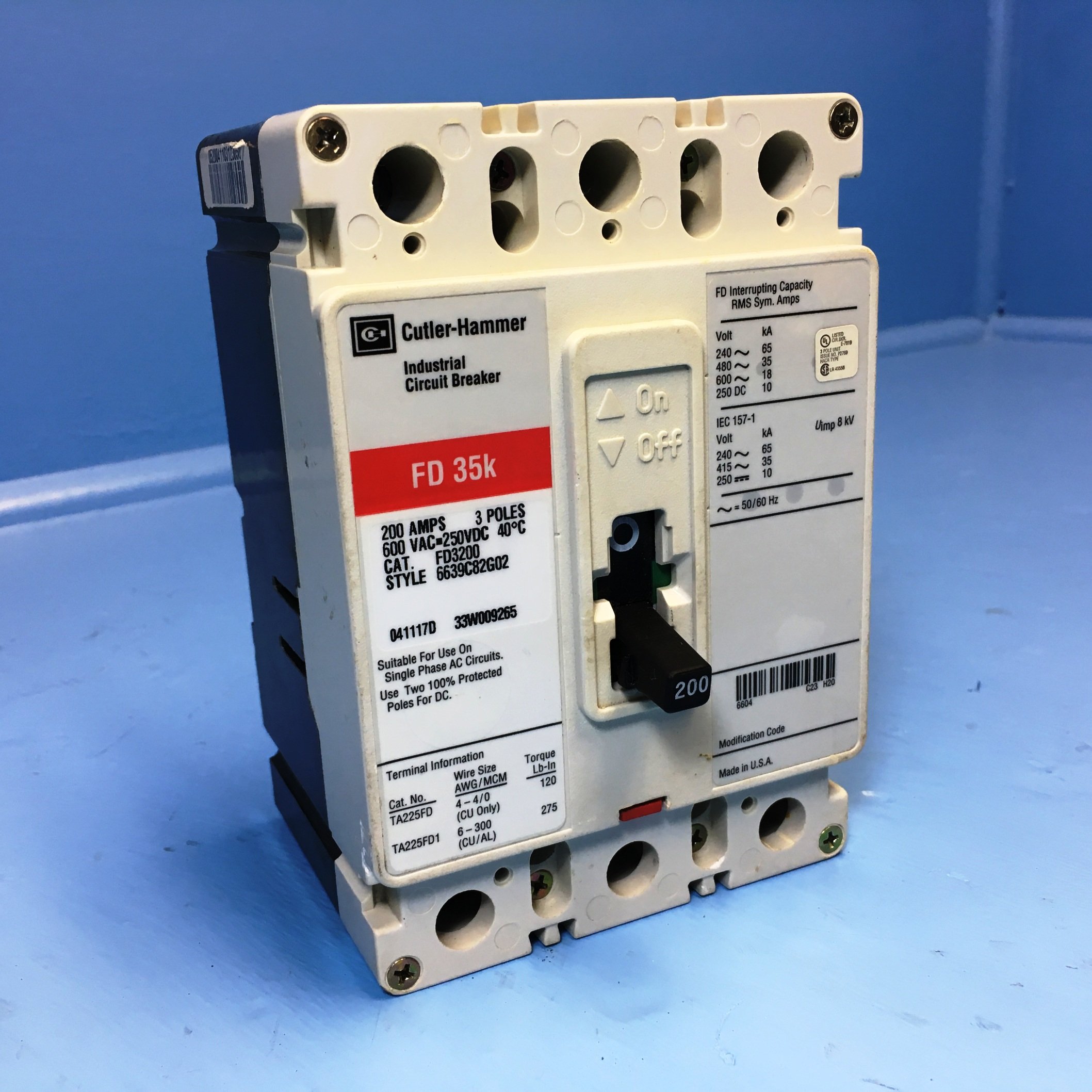 Eaton Cutler-Hammer FD3200 35k Series C Circuit Breaker - High Performance Electrical Protection for Commercial & Industrial Use
