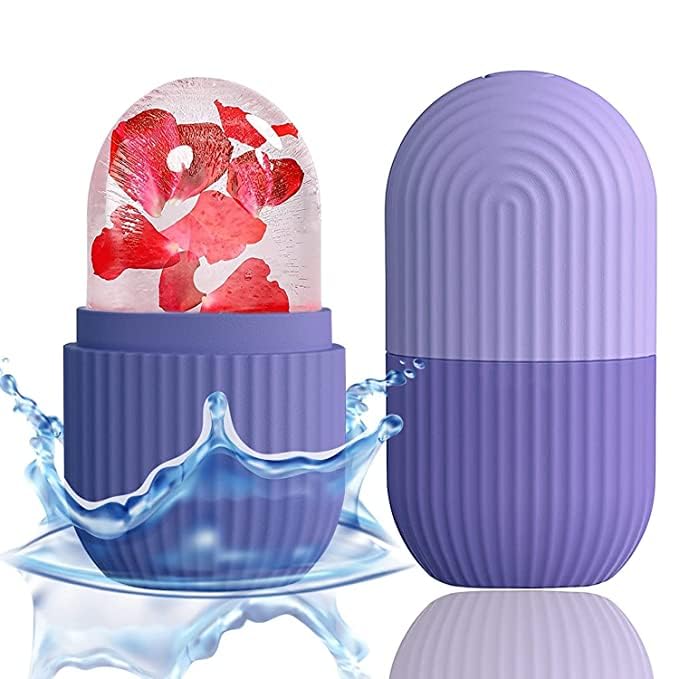 LABACHA Ice Roller for Face Massage - Cooling Facial Roller for Women & Men - Skincare Ice Cube Roller for Glowing Skin & Puffiness Relief (Purple) | Perfect for Morning Routine, Post-Workout Recovery & Spa Day at Home