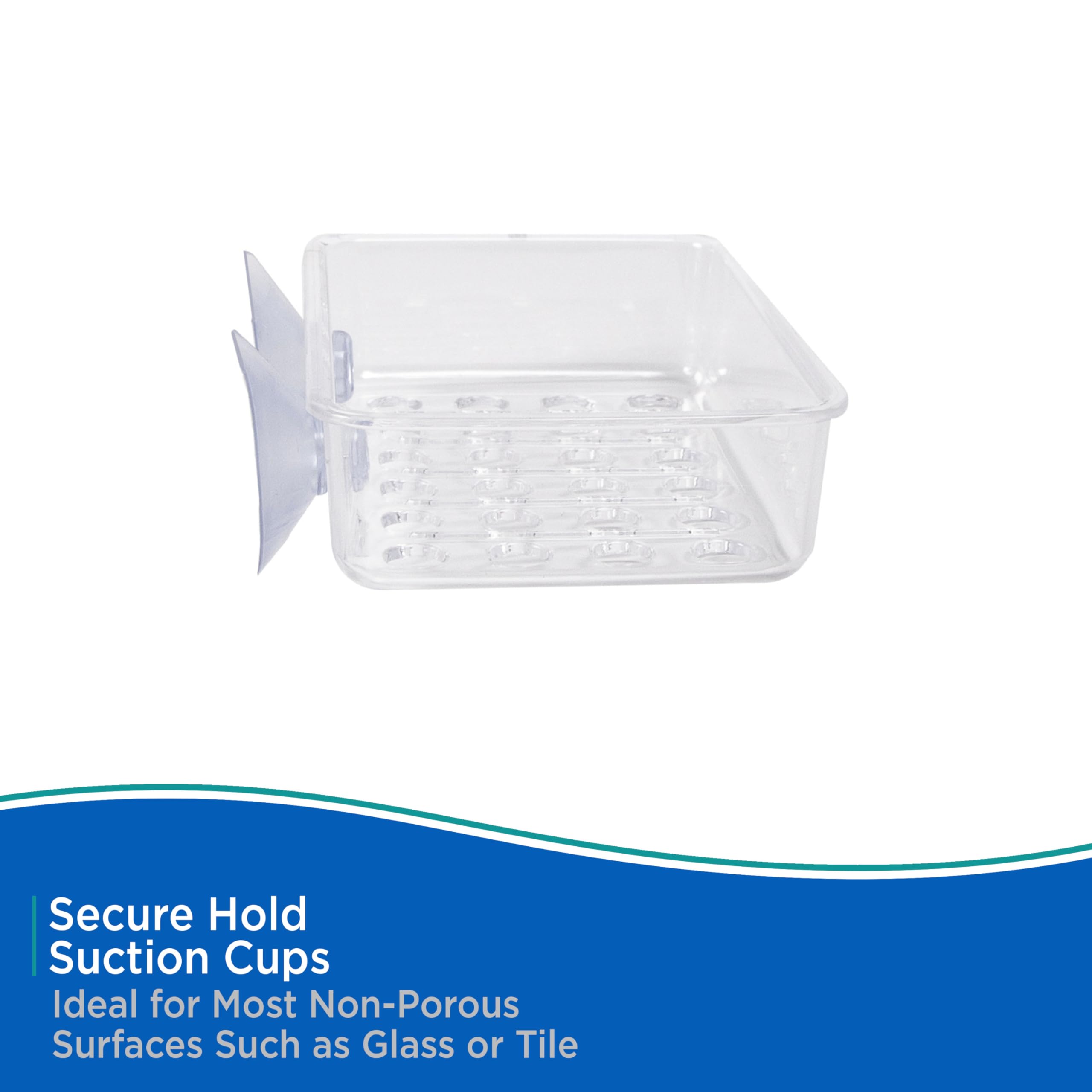 Kenney Clear Plastic Soap Bar Holder for Shower - Non-Slip Bathroom Organizer with Drainage Holes, Perfect for Showers, Bathtubs, and Sinks