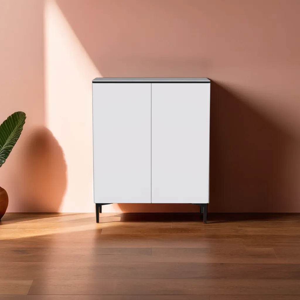 Musto Sintered Stone 2 Door Shoe Cabinet - Modern Entryway Storage Organizer for Shoes, Boots & Accessories | Perfect for Hallway, Mudroom & Apartment Entry