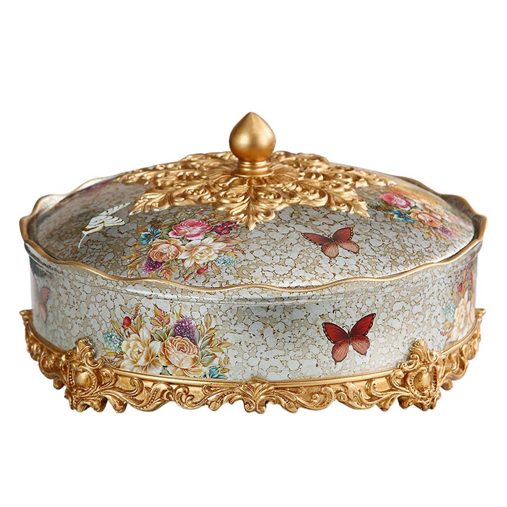 European Style Dried Fruit Tray with Lid - Creative Home Decor Snack Tray for Nuts, Seeds & Candy - Elegant Coffee Table Organizer for Living Room, Kitchen & Office Use