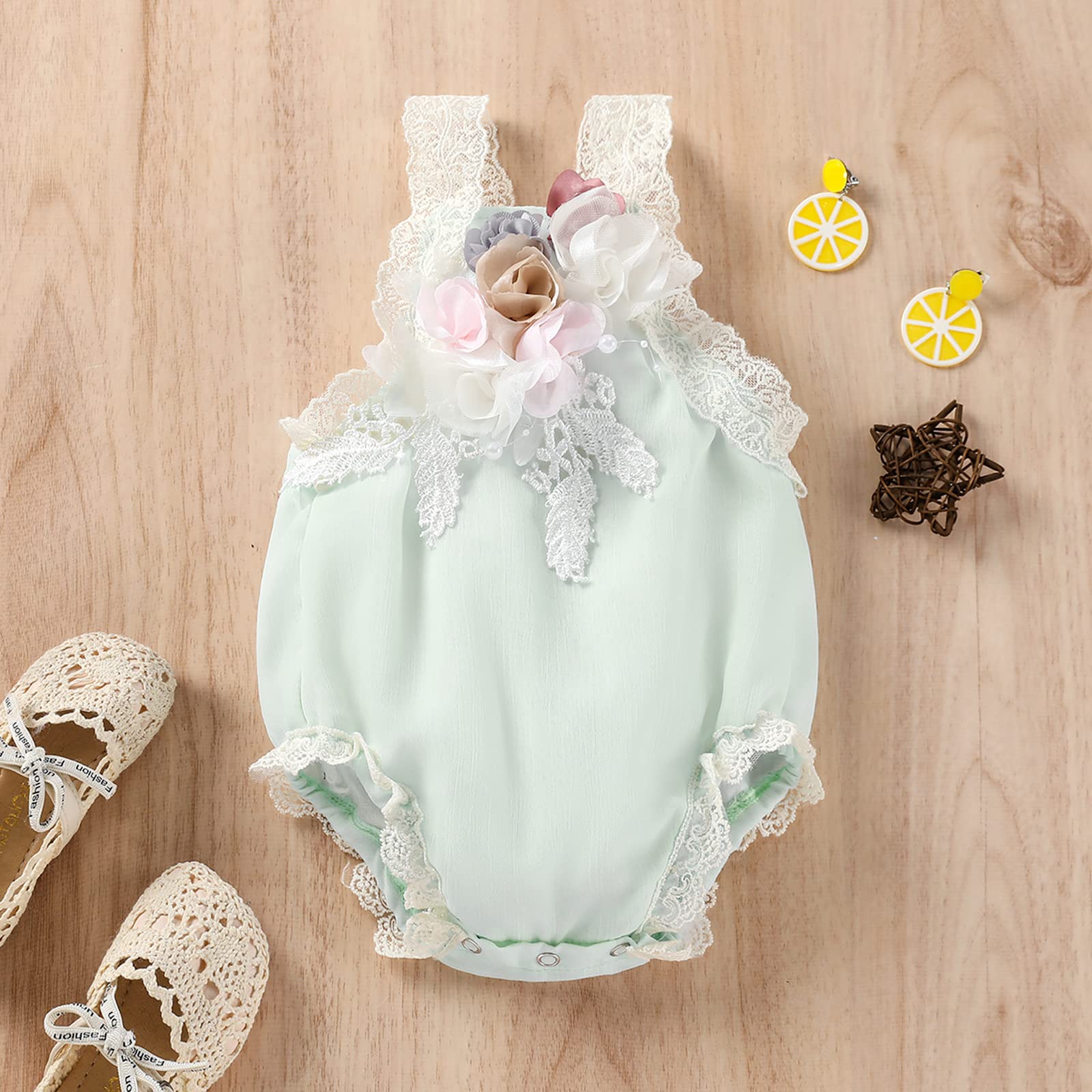 Newborn Baby Girl Clothes Set - Long Sleeve Ribbed Bodysuit with Floral Strap Shorts & Headband - Cute Fall Outfits for Infants - Perfect for Photoshoots, Family Gatherings and Autumn Walks