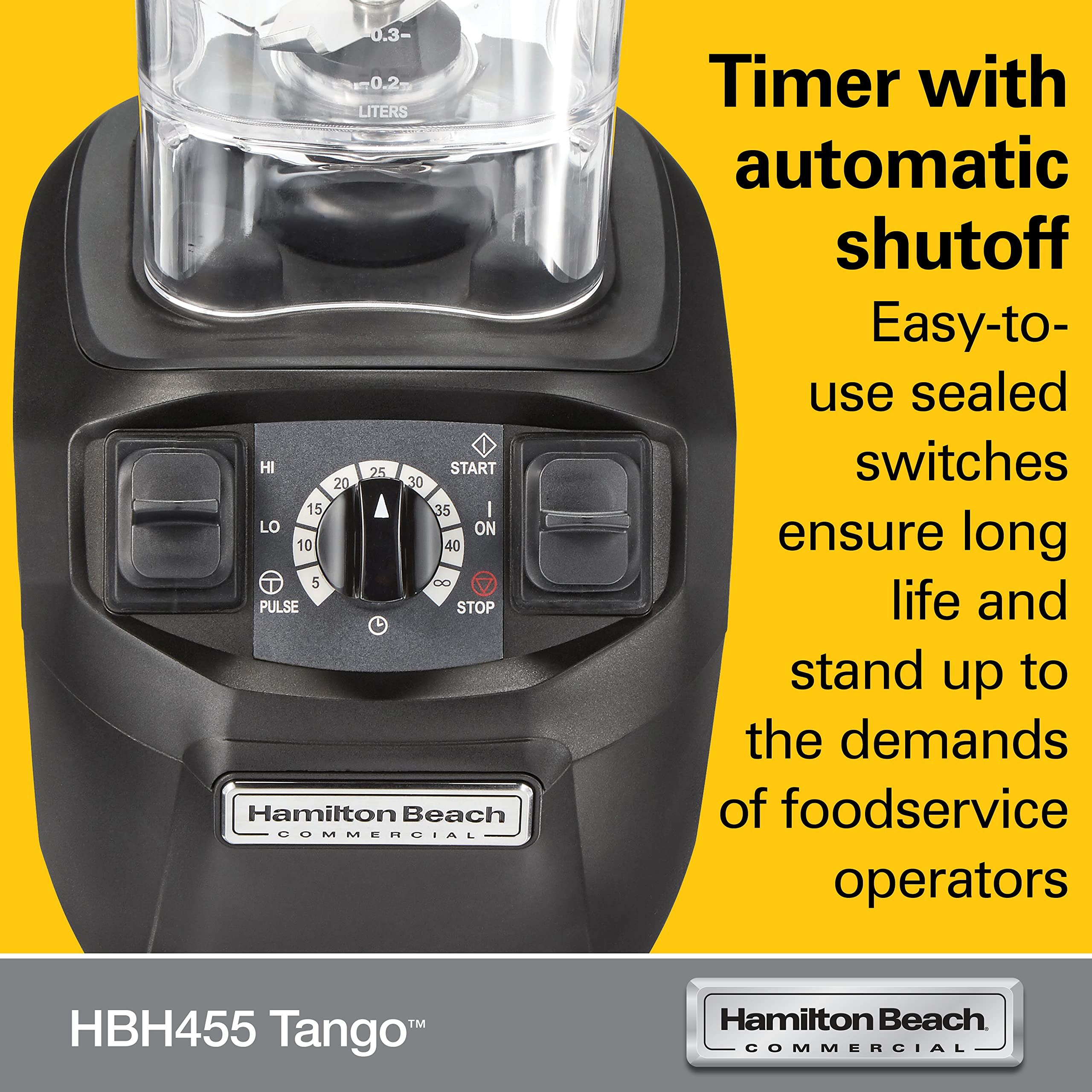 Hamilton Beach Commercial Tango Blender - 48 oz BPA-Free Jar, 2.4 HP Motor, Adjustable Timer (HBH455) - Perfect for Smoothies, Shakes & Restaurant Use