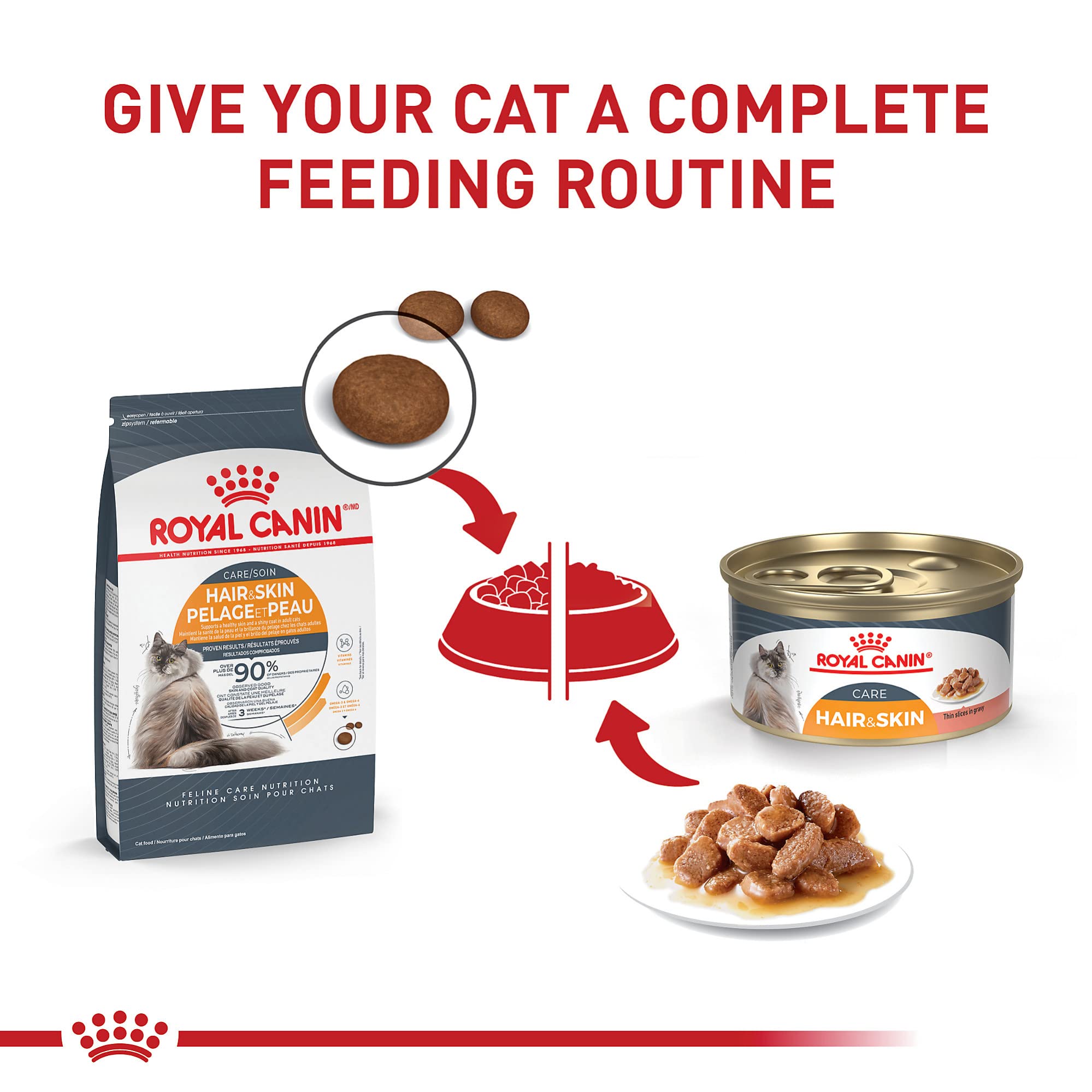 Royal Canin Feline Care Nutrition Hair & Skin Care Thin Slices in Gravy Canned Cat Food for Adult Cats - 3oz (24 Pack) | Premium Wet Cat Food for Healthy Coat & Skin - Perfect for Picky Eaters & Daily Meals