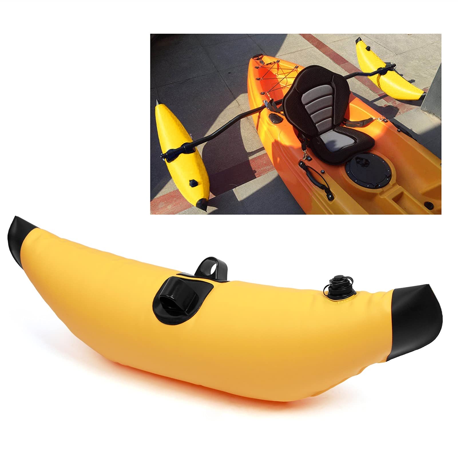**Inflatable Kayak Outrigger Stabilizer Kit - PVC Sidekick Arms & Fishing Rod Holder - Yellow - Enhance Stability for Kayak Fishing & Standing Paddling**