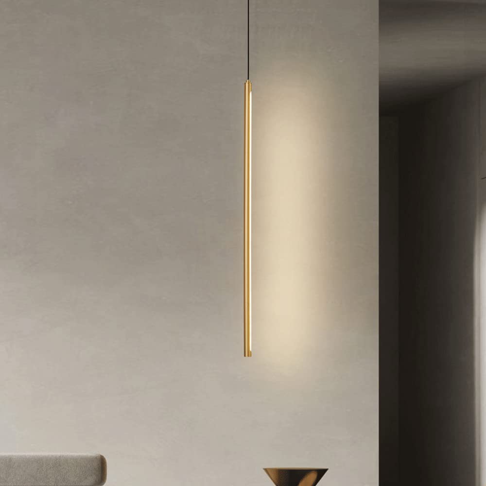 Gold Cylinder Lantern Long Tube Pendant Light - Single Head Acrylic Droplight with Anti-Rust Finish - Modern Ceiling Suspension Fixture for Living Room, Bedroom & Dining Room Lighting
