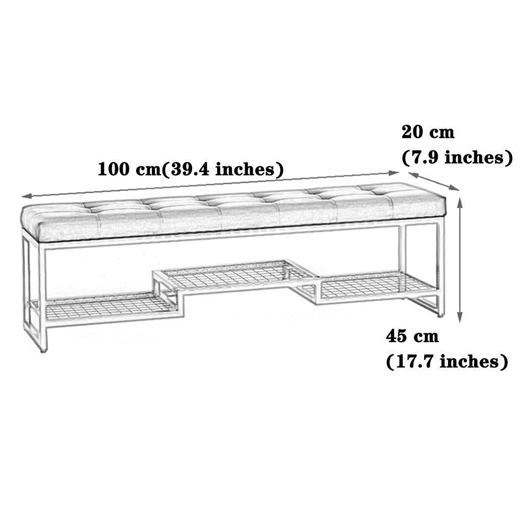 Nordic Shoe Cabinet Bench with Cushioned Door - 100x20x45cm Gray Storage Stool for Bedroom Entryway & Hallway Organization