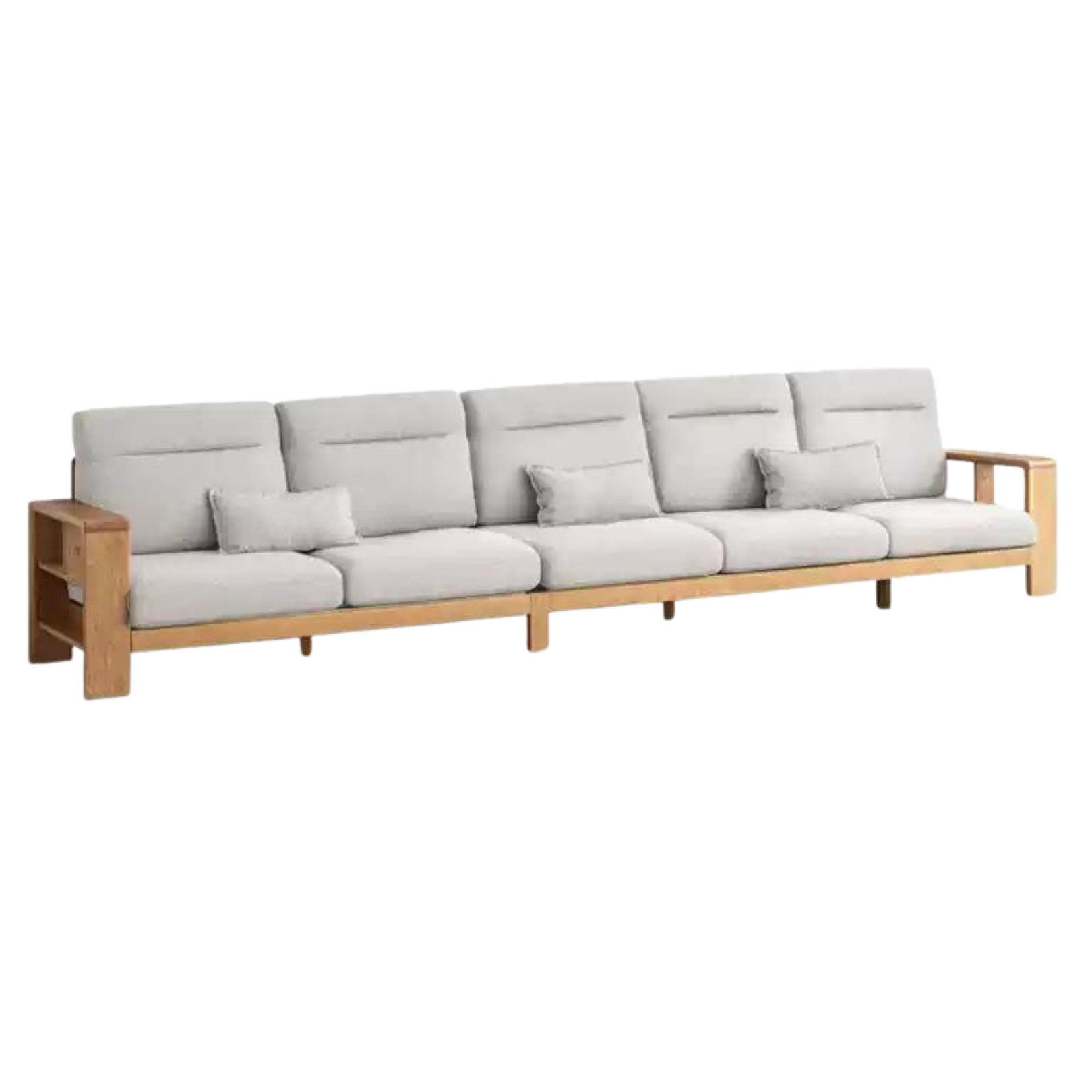 out of stock 150.7x32.3x36.6 inch / 383x82.8x93сm / Natural wood color / small five-person seat (gravel white)