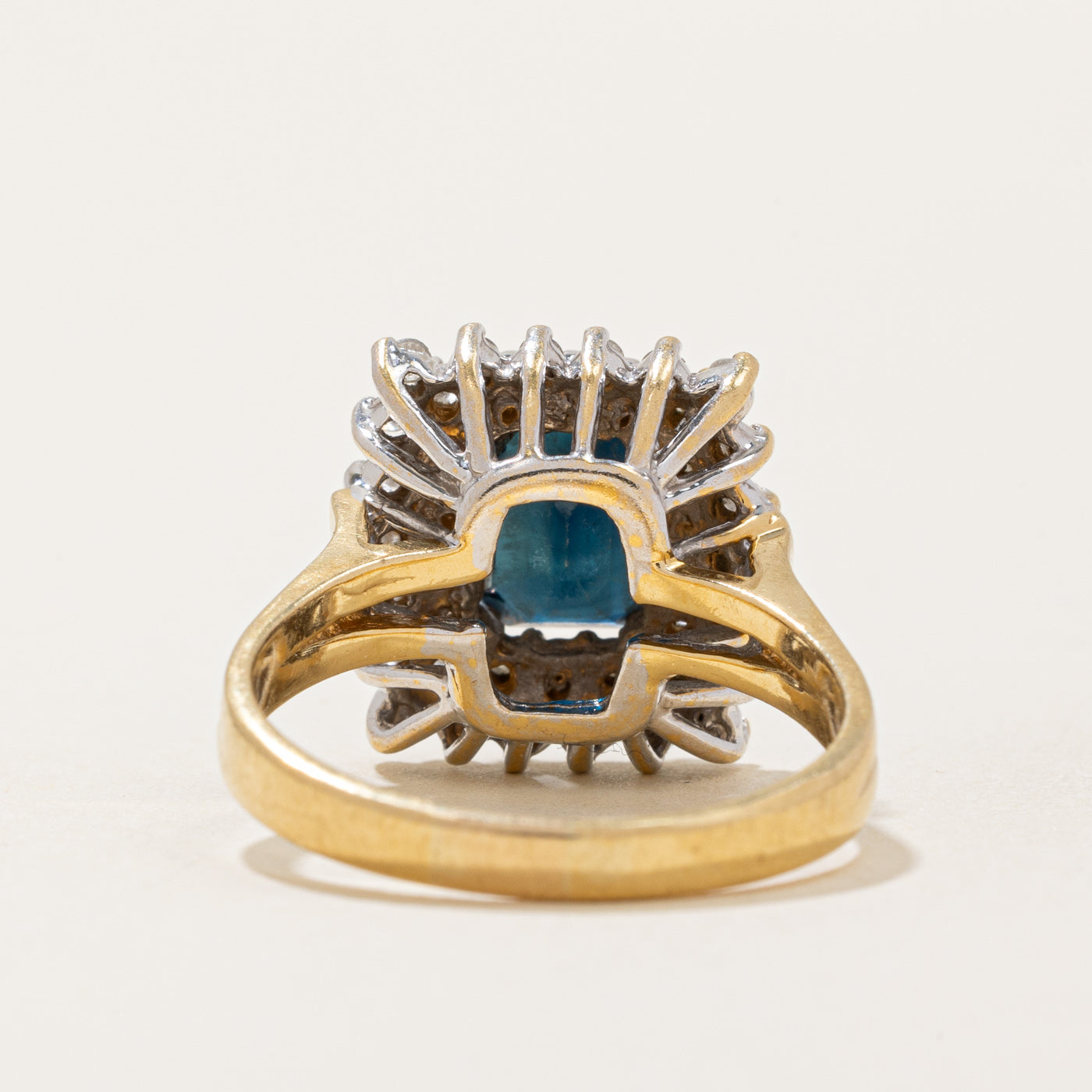 1.80ct Sapphire & 0.42ct Diamond Cocktail Ring - Size 7.5 - Elegant Evening Wear Jewelry for Parties & Special Occasions
