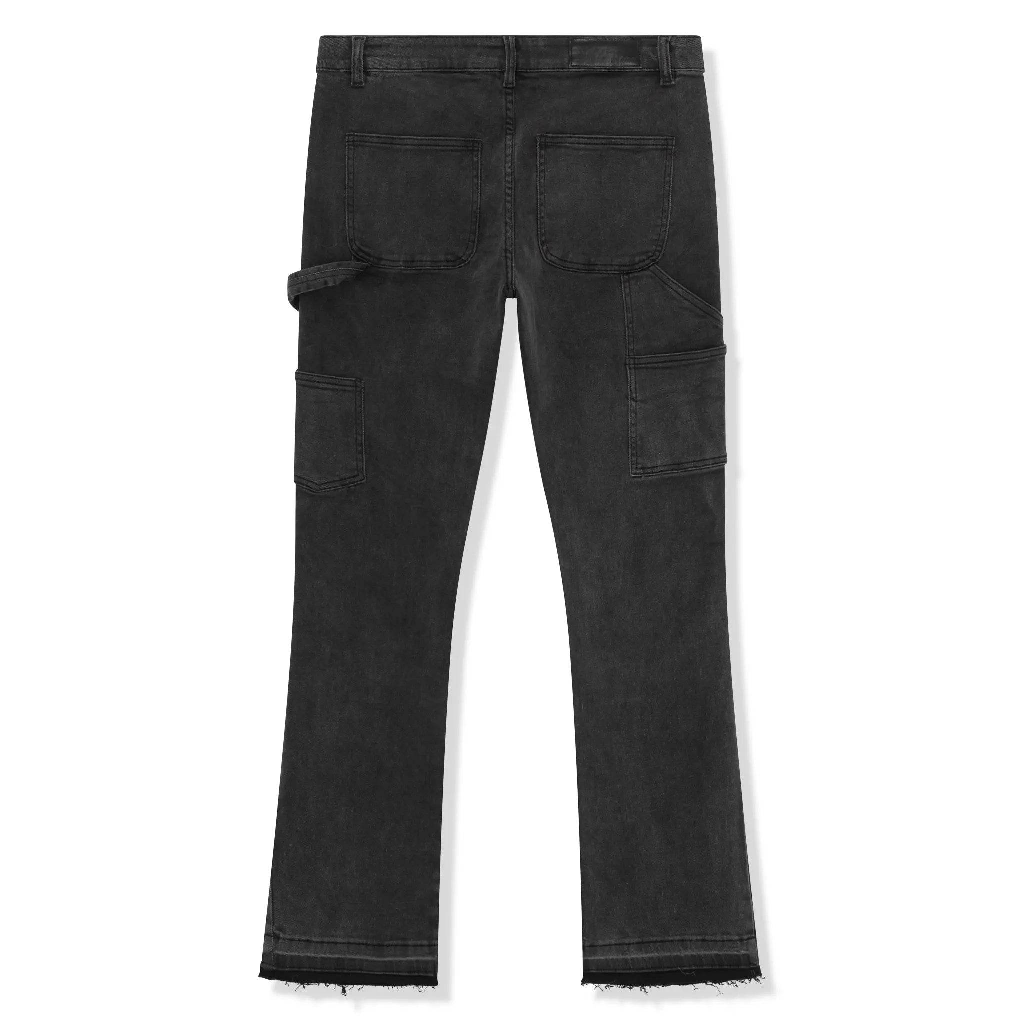 SIARR Carpenter Jeans for Men - Washed Black Denim Work Pants with Utility Pockets | Durable & Comfortable for Construction, Woodworking & Outdoor Work