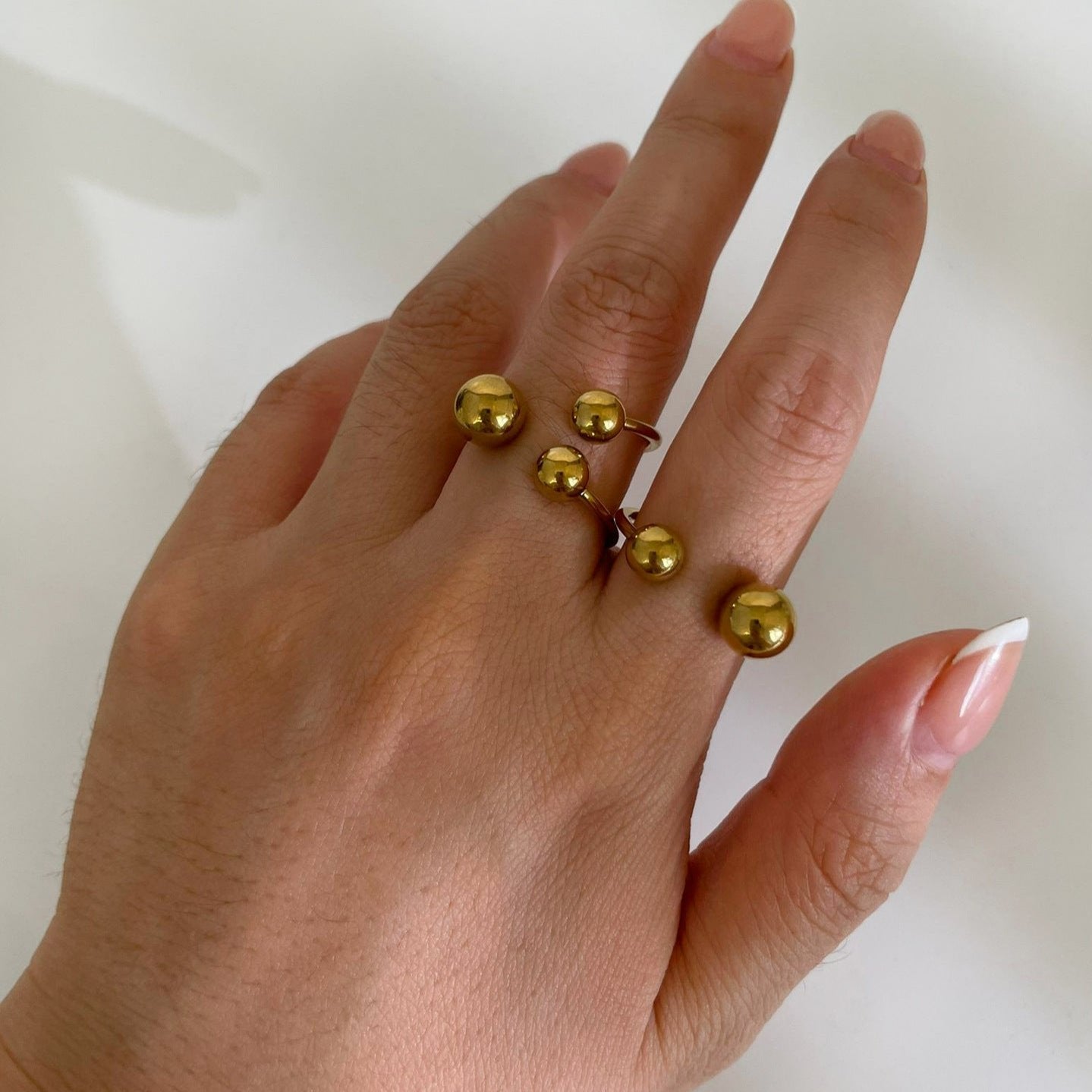 18K Gold Unique Bypass Ball Boom Rings for Women | Elegant Stackable Statement Jewelry | Perfect for Weddings, Parties & Everyday Wear (JDR003)