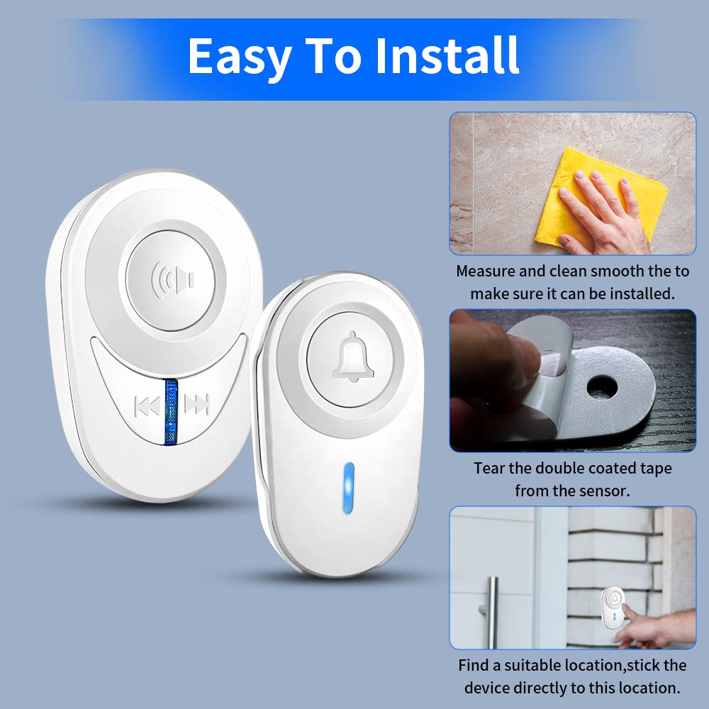 Wireless Doorbell with 1000 Ft Range, 97db Volume & Mute Mode - 48 Melodies, Waterproof, Easy Installation for Home, Classroom, Office, Bedroom (White) - Perfect for Apartments, Schools, and Elderly Care