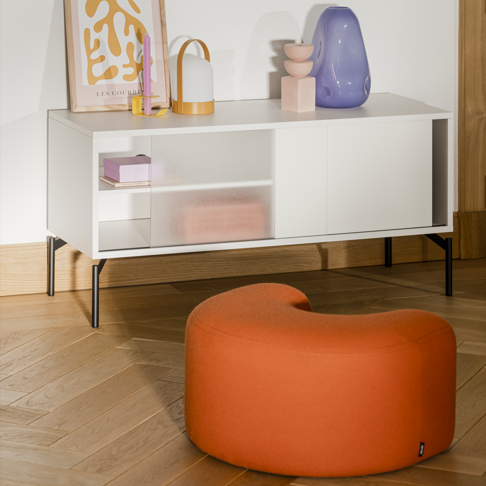 Terracotta U-Shaped Pouf Ottoman - Boho Chic Floor Seating for Living Room, Bedroom & Outdoor Patio Decor