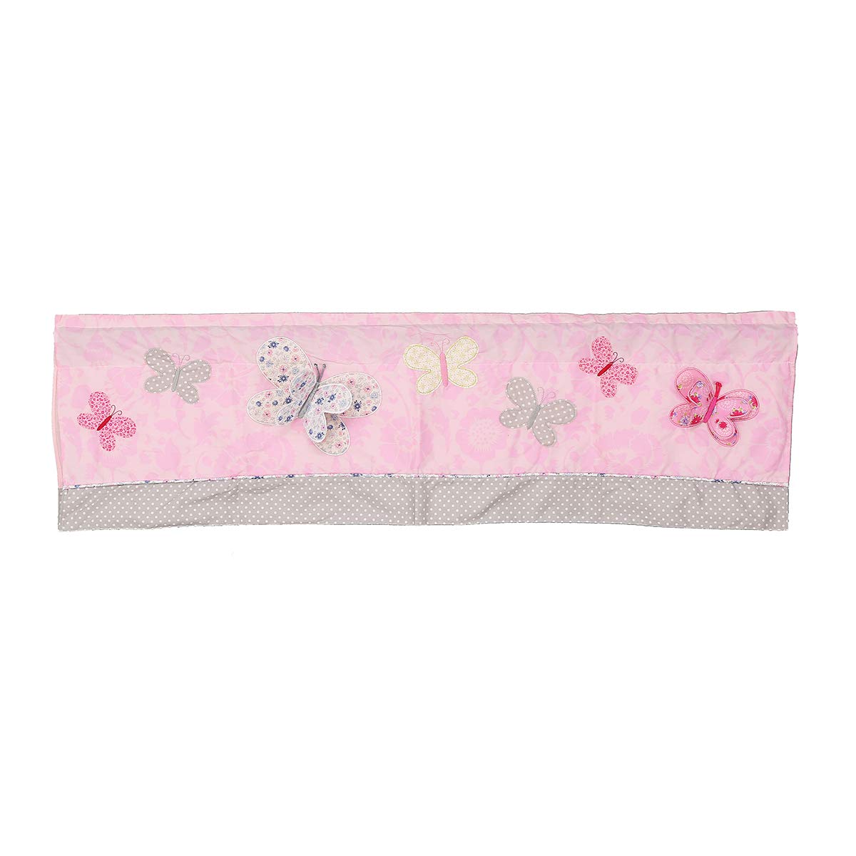 7-Piece Pink Embroidery Baby Crib Bedding Set - 100% Cotton 3D Butterfly Nursery Decor for Girls - Includes Quilt, Bed Skirt, Fitted Sheet, Window Valance & Wall Art - Perfect for Newborn Nursery, Baby Shower Gift & Toddler Room Decor