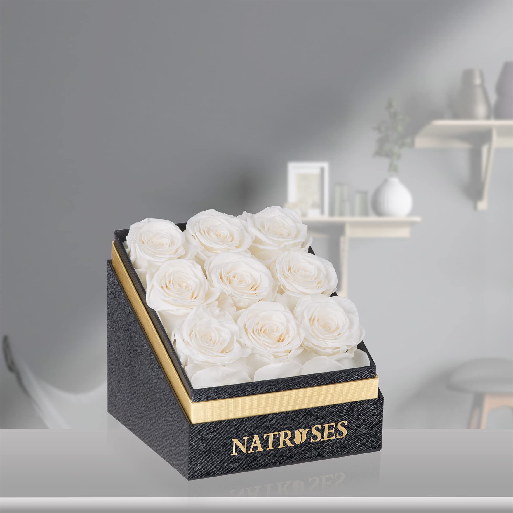 Forever Preserved White Roses in a Gift Box - Luxury Eternal Flowers for Anniversary, Wedding, Valentine's Day & Home Decor
