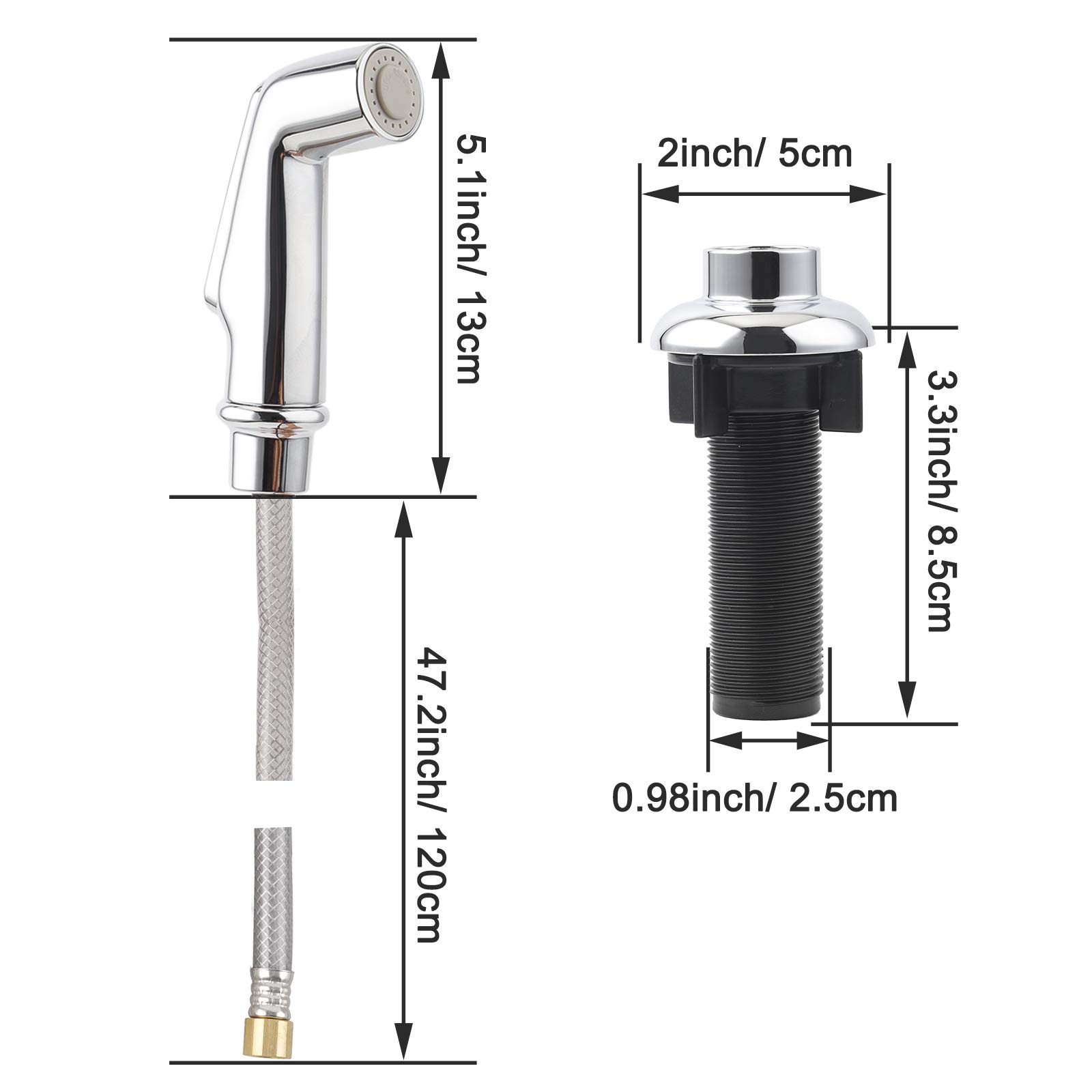 iFealClear Pull Out Kitchen Sink Sprayer - Chrome Faucet Side Spray Replacement with 1/4 Inch Connector & 3 Adapters - Compatible with Moen & Standard Sink Faucets - Perfect for Home, School & Commercial Kitchen Use