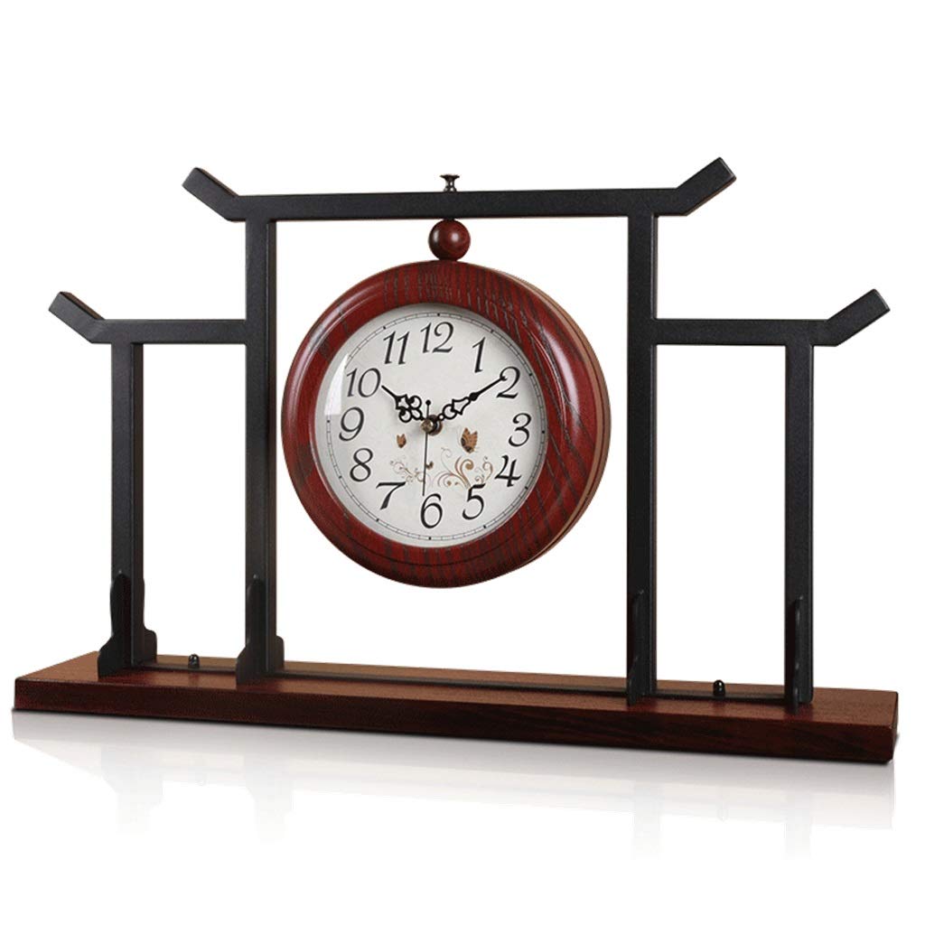 Vintage Chinese Style Retro Desk Clock - Silent Non-Ticking Battery Operated Double Sided Table Clock for Bedroom, Living Room, Office Decor | Perfect for Home, Office & Gift Giving