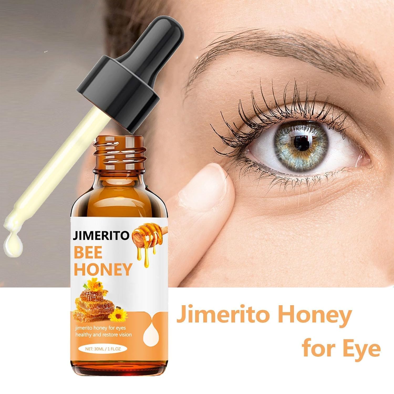 Jimerito Pure Stingless Bee Honey Eye Drops - Natural Moisturizing & Soothing Relief for Dry Eyes - 1pc - Perfect for Daily Eye Care & Contact Lens Wearers