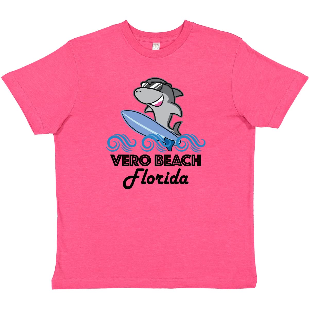 Inktastic Vero Beach Florida Vacation Funny Shark Youth T-Shirt - Cool Graphic Tee for Boys & Girls - Perfect Beach Trip, Summer Camp & Family Vacation Outfit